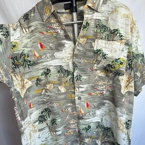 Tropical Print Gray Shirt